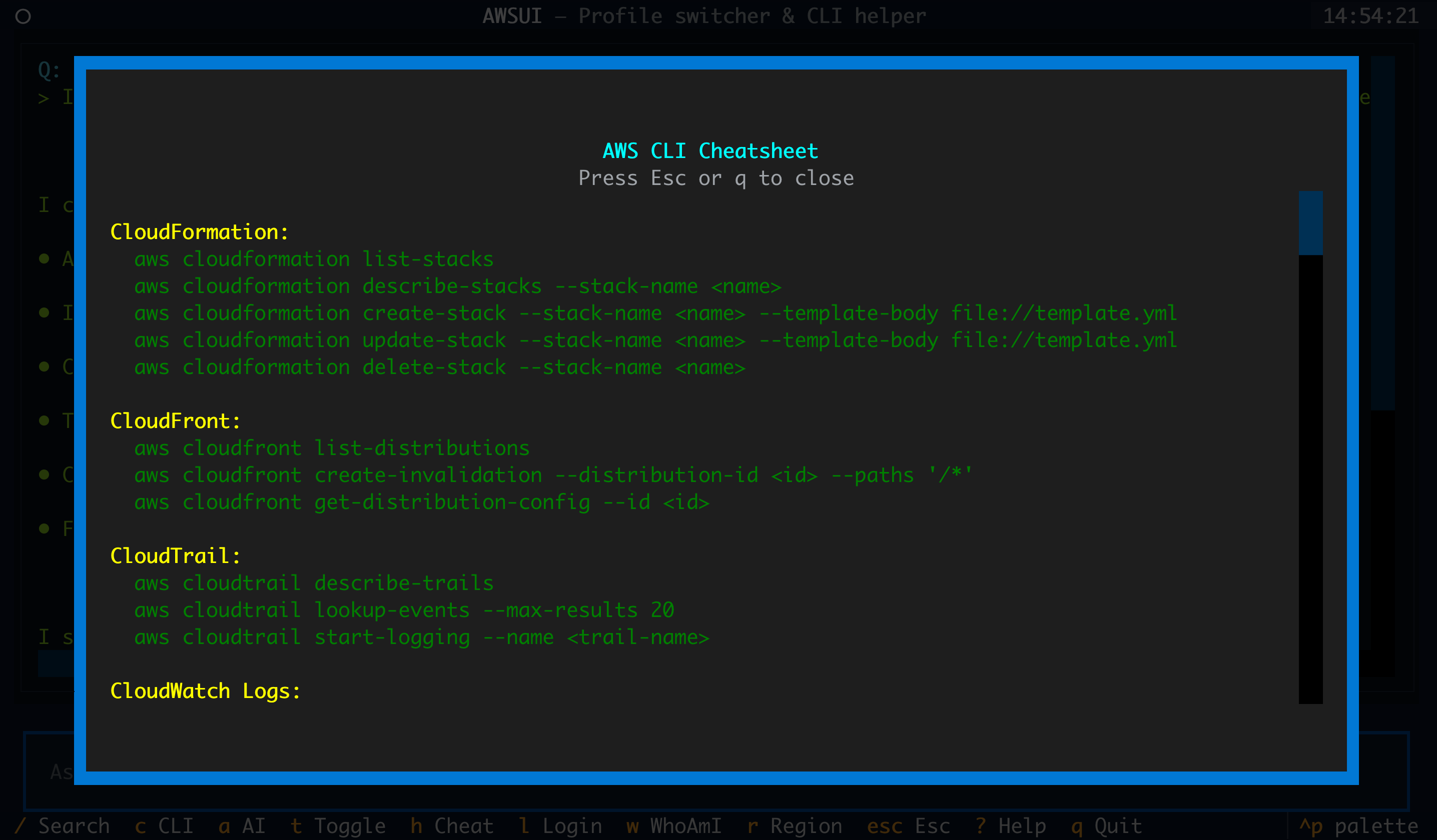 AWS CLI cheatsheet